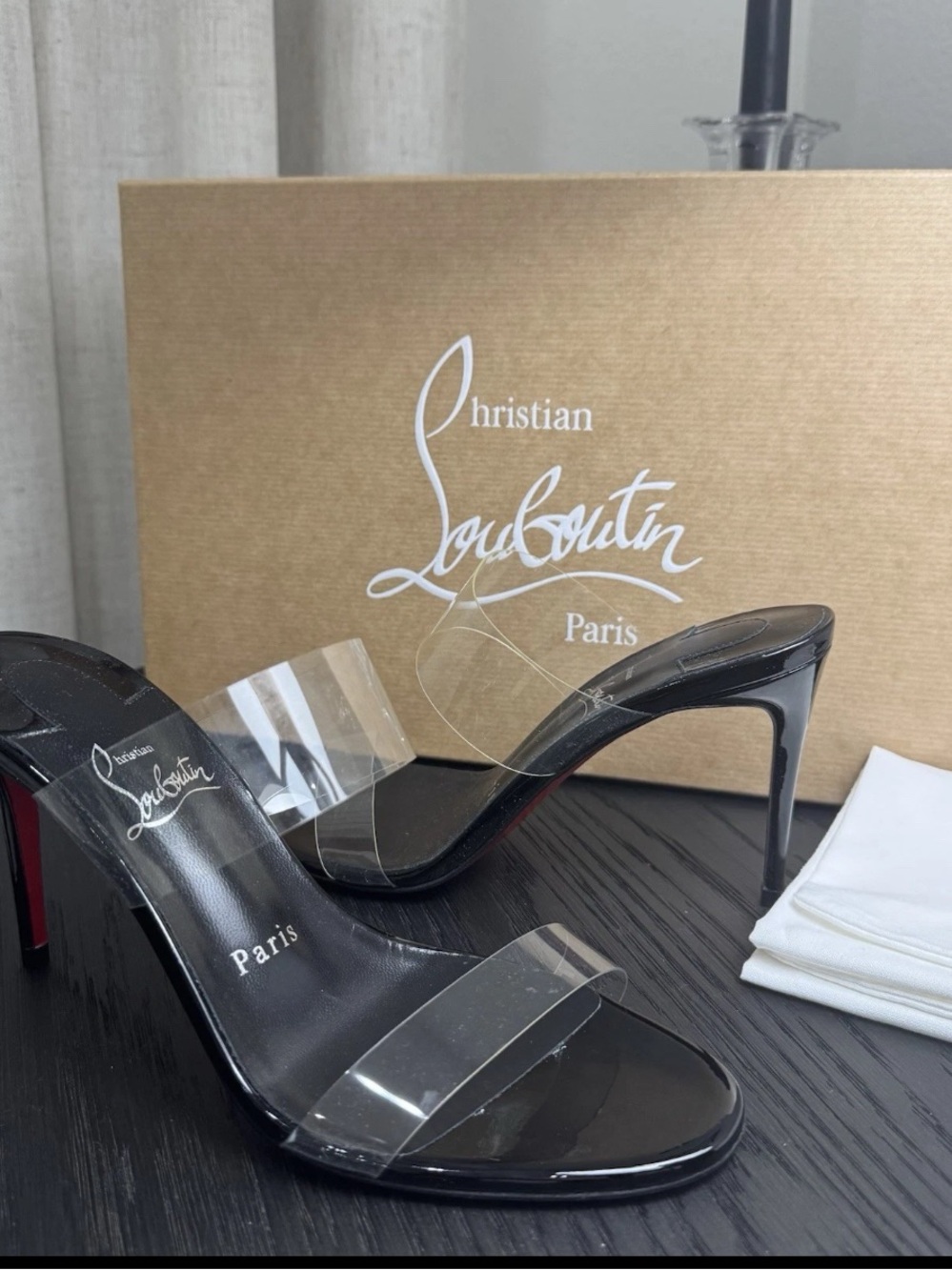 Christian Louboutin Just Nothing 85 Sandals Black 36.5 - Picture 4 of 9